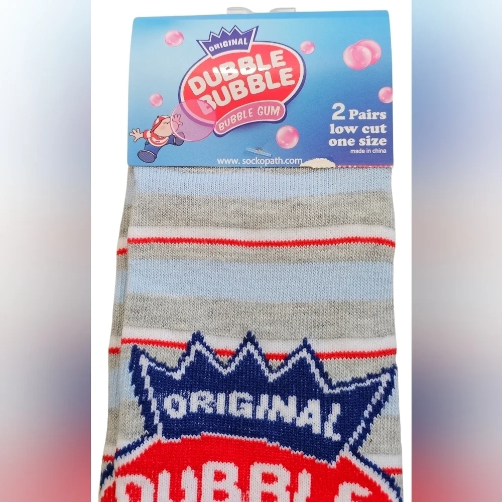 Double Bubble Bubble Gum 2 Pack Adult Low Cut Socks, One Size Fits Most. New!